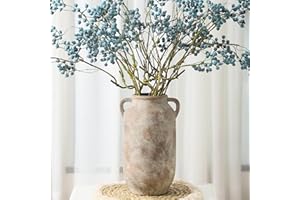VANSELIA Large Flower Vase Home Decor - 12 inch Tall Ceramic Farmhouse Rustic Table Vases with Handle Living Room Decoration Decorative Modern Vintage for Floor Kitchen Shelf Coffee Dining Desk Fireplace