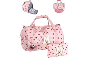 Vogewood Christmas Gifts for Teen Girl, Girls Gym Bag, Kids Personalized Weekend Duffel Bags with Shoe Compartment, Initial Travel Tote with Makeup Pouch, Cute Stuff for Teenager (Letter M)