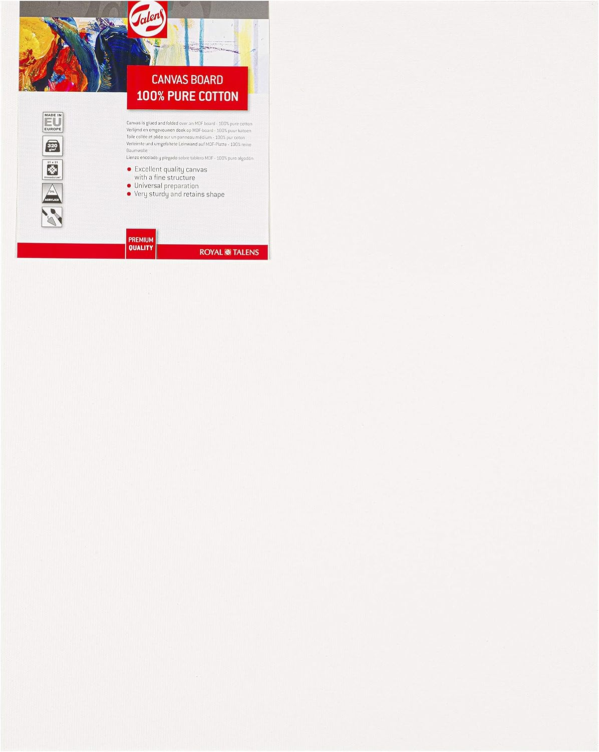 Canvas Board - 40 x 50 cm, White, Acrylic, Cotton, 1 pc