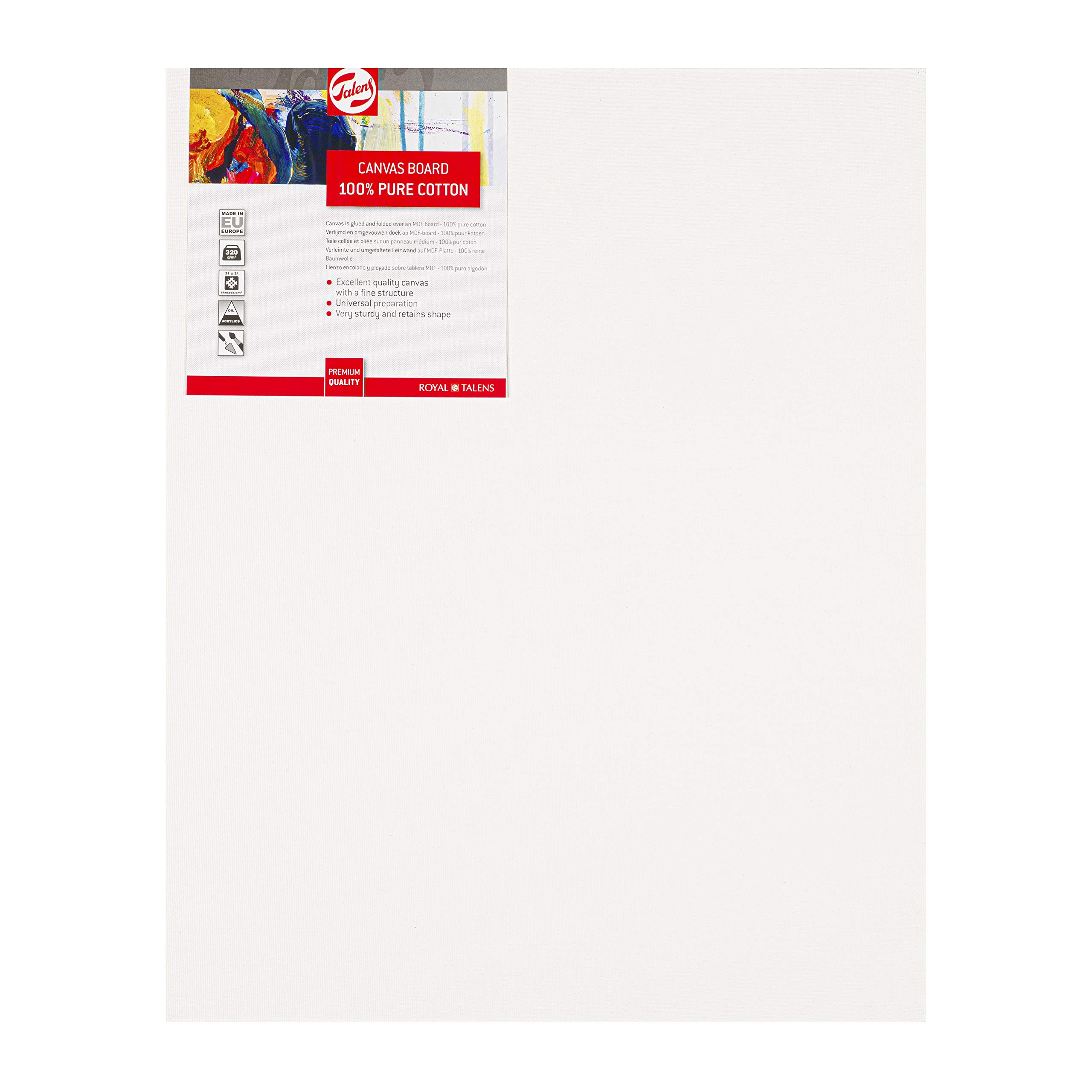 Canvas Board - 40 x 50 cm, White, Acrylic, Cotton, 1 pc