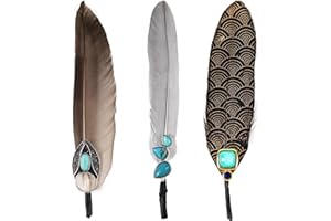 MAOFENG 3PCS Hat Natural Feathers Assorted Turquoise Hat Feathers for DIY Craft Fedora Cowboy Oktoberfest Trilby Hats Holiday Party Accessories Decorations