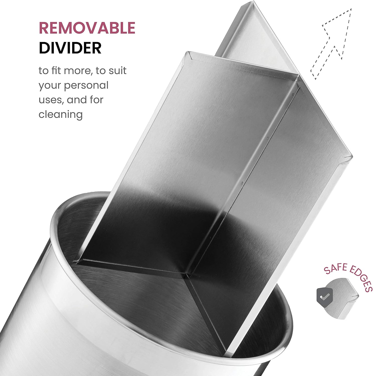 Extra-Large Stainless Steel Kitchen Utensil Holder - 360° Rotating Utensil Caddy - Weighted Base for Stability - Utensil Crock With Removable Divider for Easy Cleaning - Countertop Utensil Organizer.: Kitchen & Dining