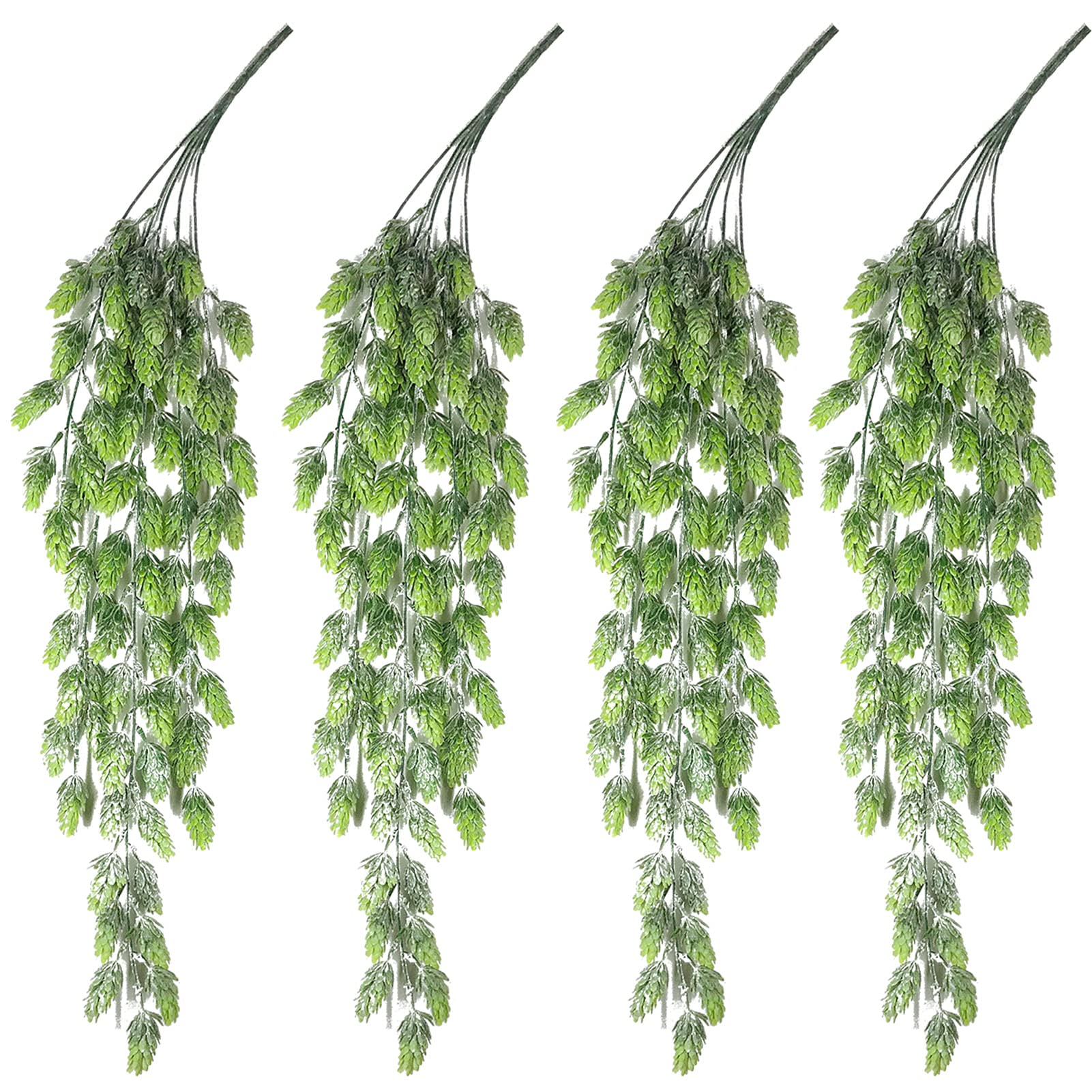 AIVORIUY 4 Pcs Artificial Hops Flower Vine Garland Plant Fake Wall Hanging Vine Hops Faux Hops Artificial Hanging Plants Frosted Green 70cm Length Greenery for Indoor Outdoor Front Porch Flower Decor