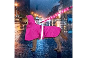 Weesiber Dog Raincoat - Reflective Dog Rain Jacket - Waterproof Dog Rain Coat - Adjustable Dog Poncho - Lightweight Dog Slicker for Dog Walking (Large, Pink)