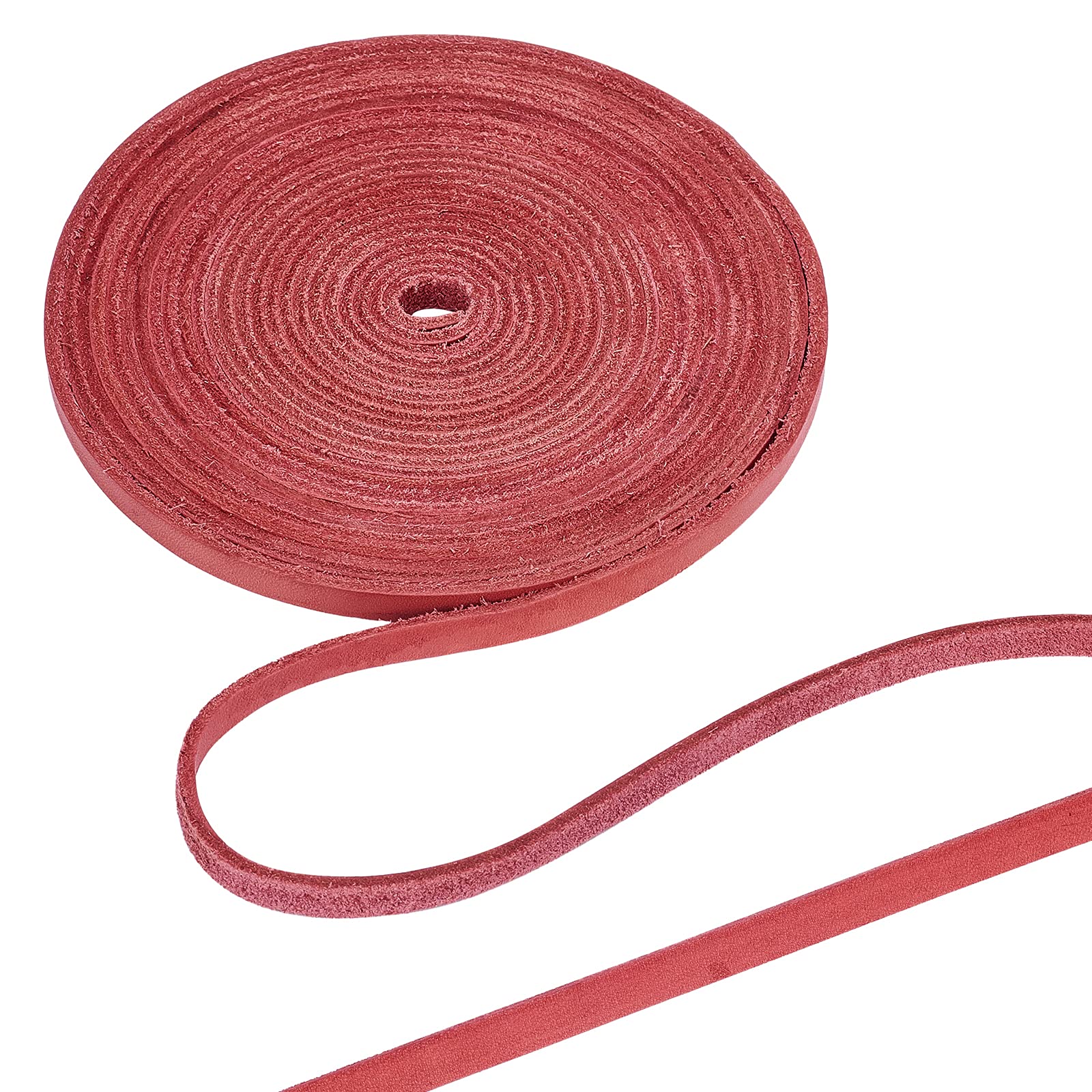 GORGECRAFT 6mm 5.5 Yards Flat Leather Cord Leather String Full Grain Cord Lace Cowhide Leather Strips for Jewelry Necklace Bracelet Making Making DIY Craft Projects, Red Brown