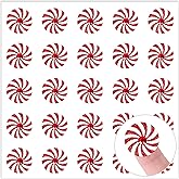 Whaline 250Pcs Christmas Peppermint Candy Stickers Mini 3D Diamond Shiny Decorative Stickers Self-Adhesive Xmas Decals for Holiday Craft Scrapbook Card Gift, 10 Sheets