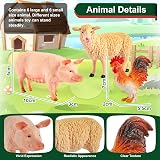 BUYGER Farm Animals Figures Set with Tractor Trailer and Fence Kit view 2