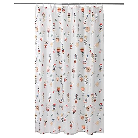 Ikea Rosenfibbla Shower Curtain White Floral Pattern Amazon Co
