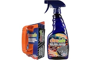 CitruSafe Grill Cleaning Kit - BBQ Grill Cleaner (16oz) and BBQ Grill Scrubber with 3 Heavy Duty Replaceable Scrubber Pads - Formulated to Safely Clean Burnt Food and Grease Off of Grill Surfaces