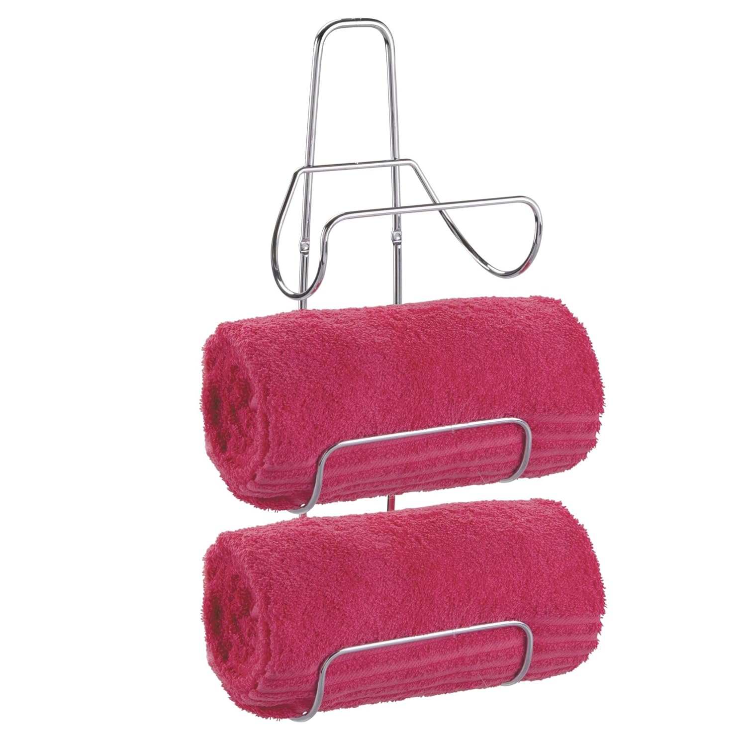 mDesign Wall Mount or Over Door Bathroom Towel Holder Bar
