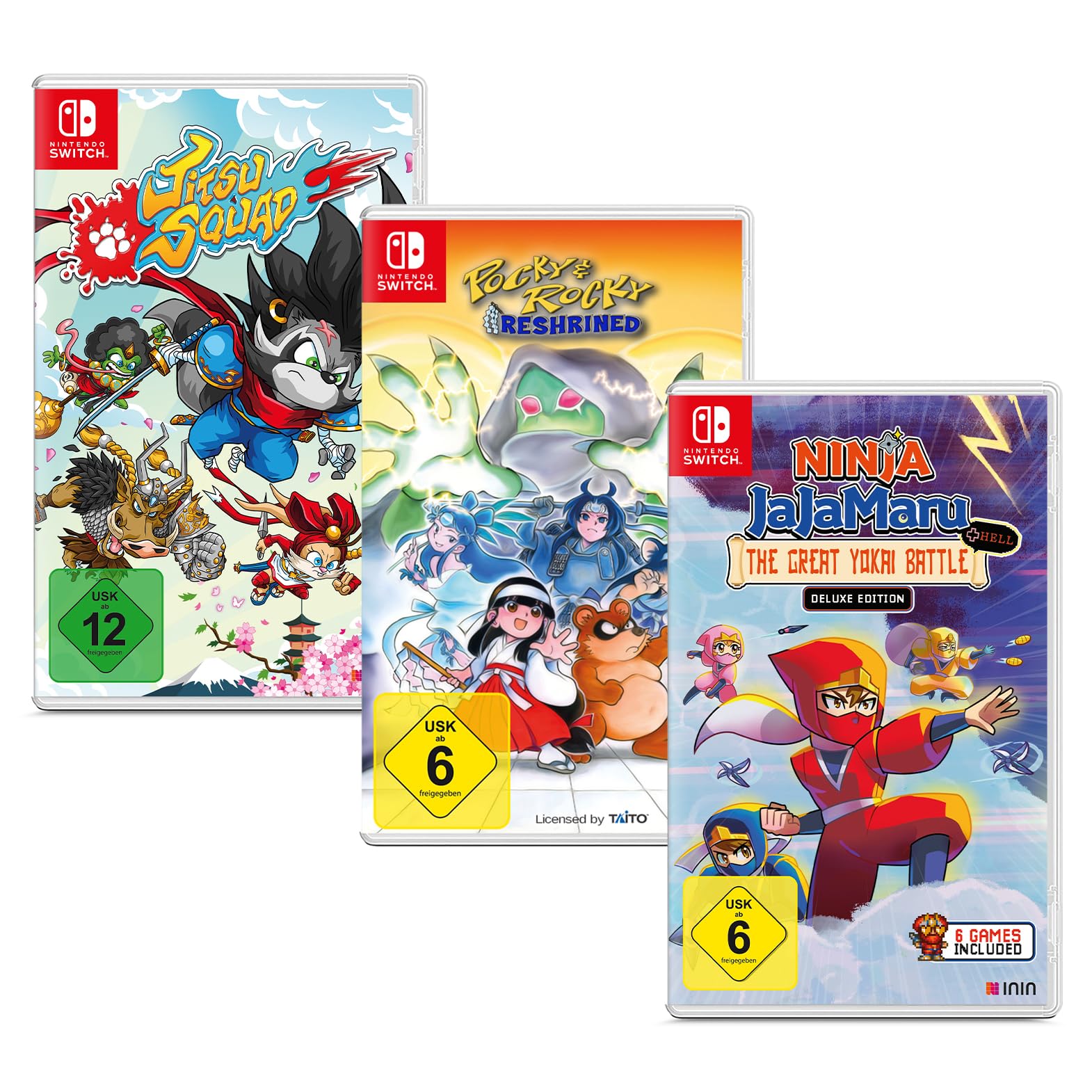 ININ Pocky & Rocky Reshrined + Ninja JaJaMaru + Jitsu Squad - Japanese Mythology Bundle - Nintendo Switch