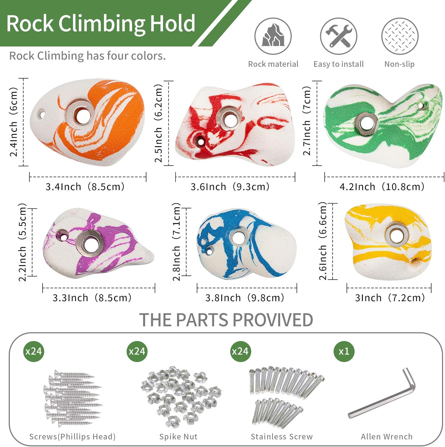 BABY FUN 24 Climbing Holds for Kids and Adults, Rock Climbing Holds - Mounting Hardware Included - Climbing Rocks for DIY Rock Climbing Wall : Sports & Outdoors