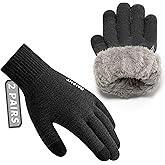 Rahhint Wool Winter Gloves Men Women Fleece lined Knit Gloves with Touchscreen Fingers Insulated Gloves Keep Hand Warm Gift
