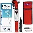 RiteScope Otoscope with Light - Complete Set of Ear Scope for Examination at Home - Ear Infection Detector - Red