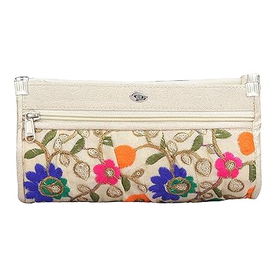 Roshiaaz Embroidered Multicolour Jute Clutch for Women