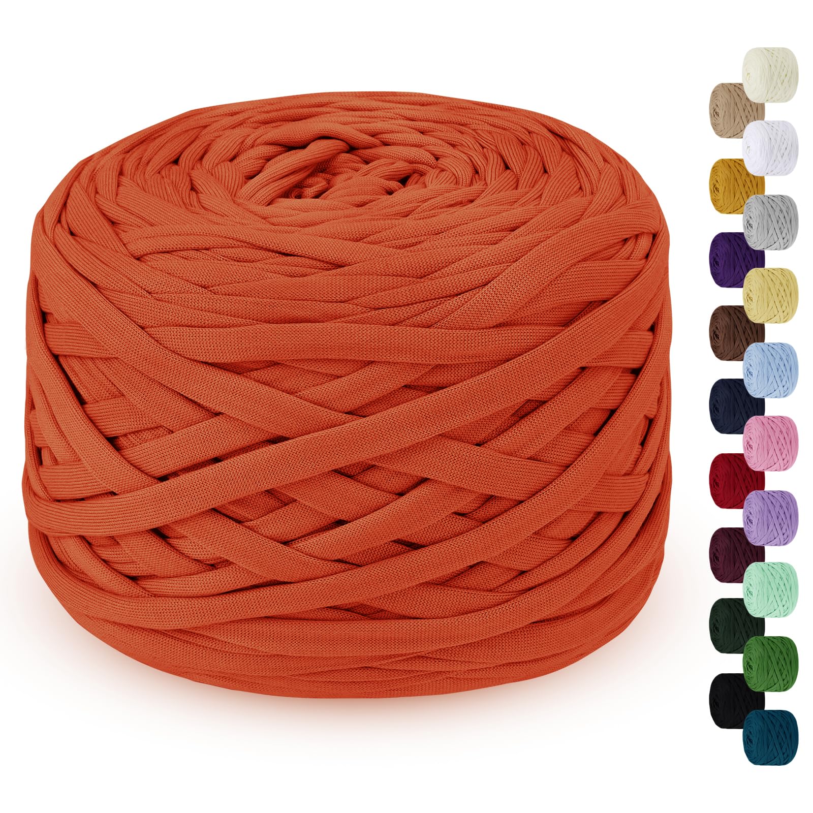 LEREATI 285g T-Shirt Yarn for Crocheting - 100m Elastic Ribbon Thick Fabric for Knitting Crochet Bag, Blanket, Basket, DIY Projects, Home Decor (Orange)