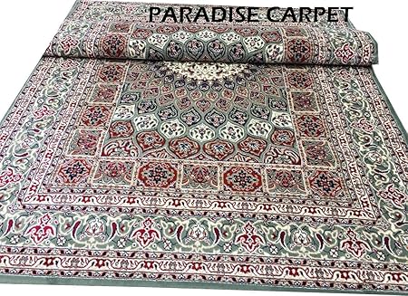 Paradise Carpet Creation Kashmiri Persian Design Carpet with Extra Softness for Living Room, Bedroom and for Hall 240x330cm 8 Feet by 11 Feet (Color -Green)