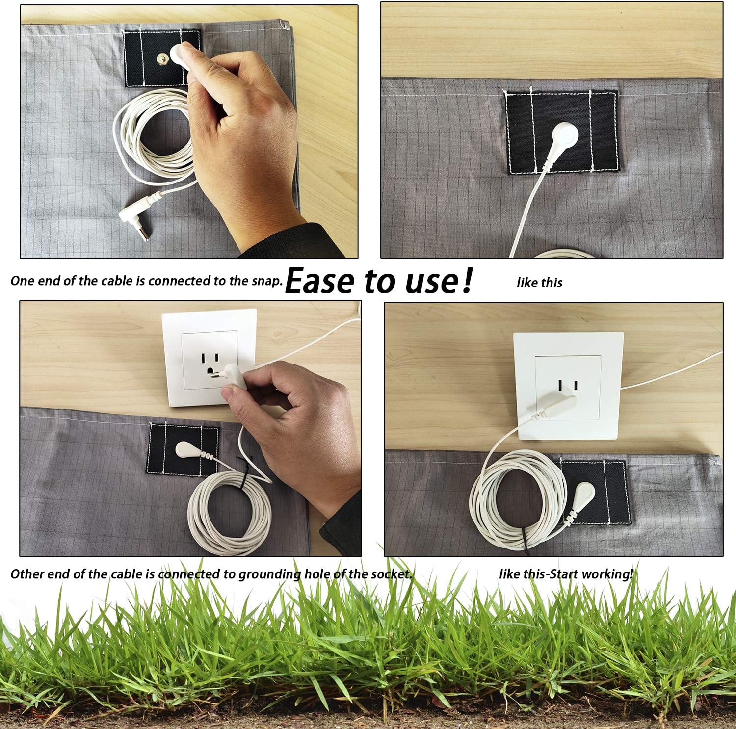 CONDUCTIVE Brand Grounding Flat Bed Sheet with Grounded Connection Cable (52 x 27 inch, Grey Color) User for Wellness Benefits Sleep EMF Protection: Home & Kitchen