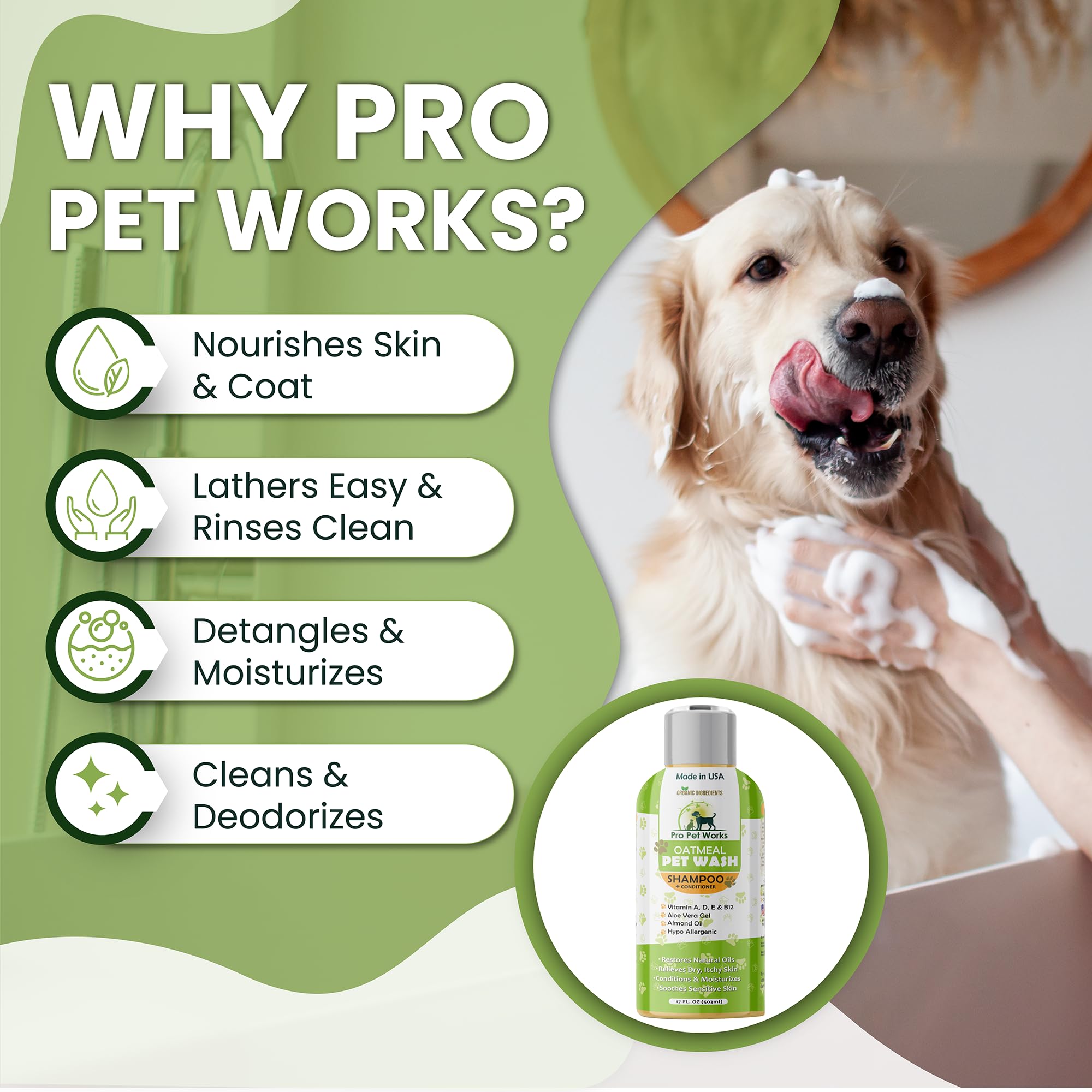 Oatmeal Dog Shampoo & Conditioner 17oz [USA] 5 in 1 PlantBased Organic