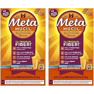 Metamucil Fiber Sugar Free Orange Powder Packets 30 ct (2 Pack)