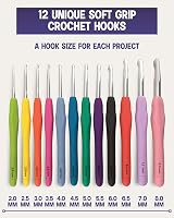 The Quilted Bear Crochet Hooks Set 12 Piece Ergonomic Soft Grip 2-8mm view 2