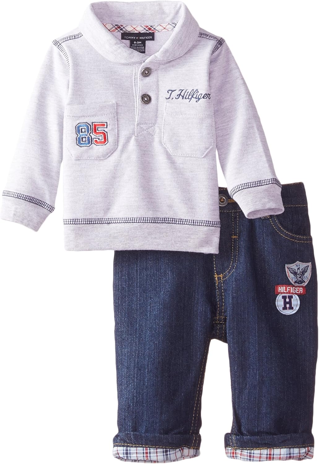 Tommy Hilfiger BabyBoys Newborn Top with Jeans, Grey, 69