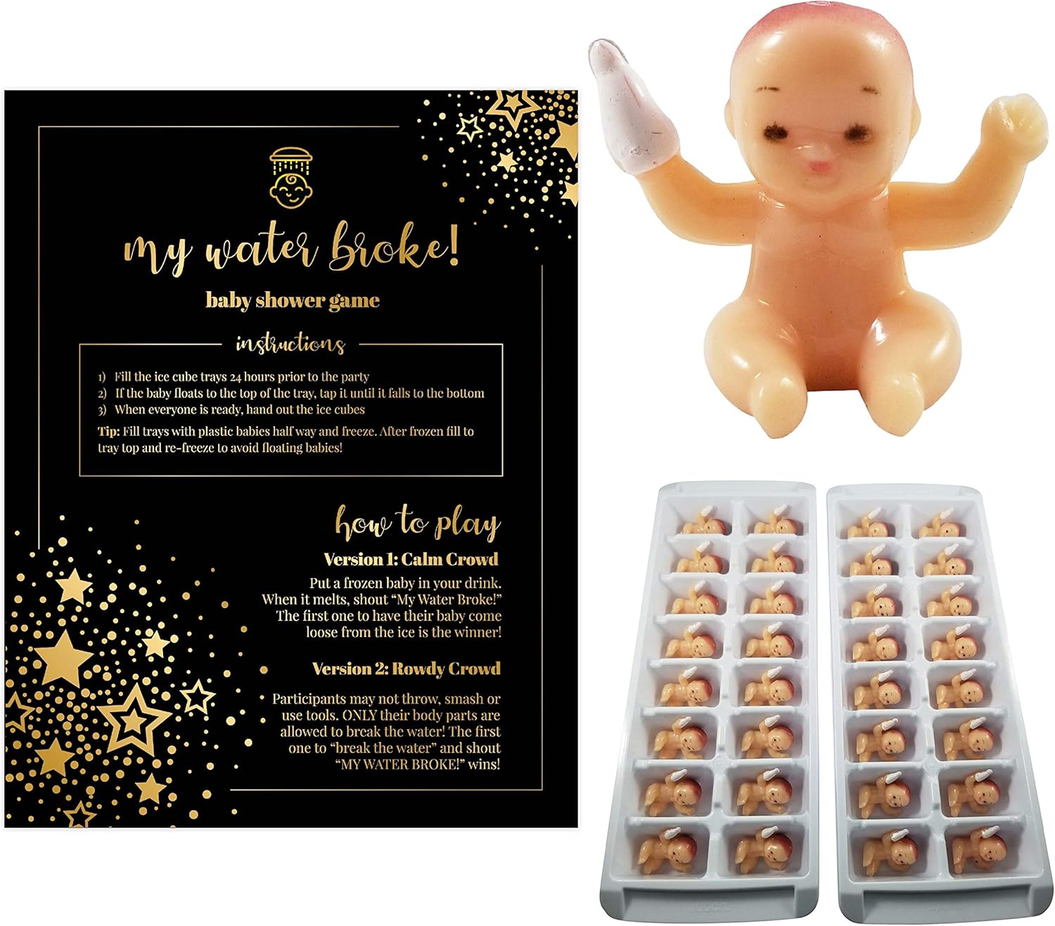 Amazoncom My Water Broke Baby Shower Game With Mini Plastic Babies For Ice Cubes