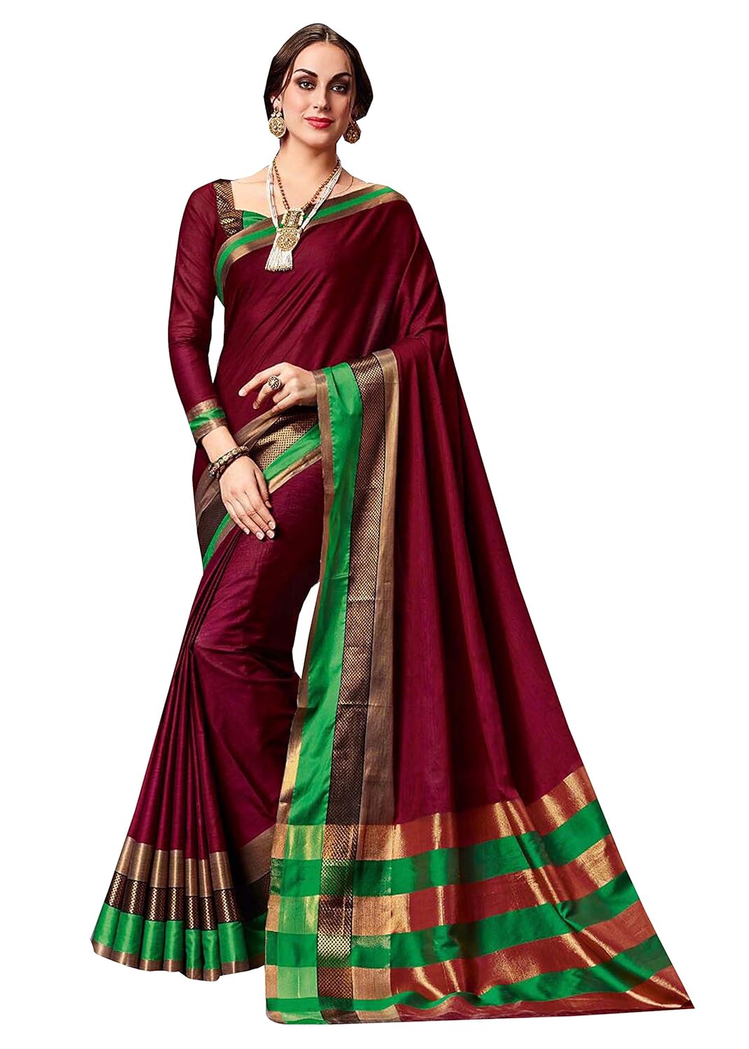 indira designer women's art silk with blouse piece saree
