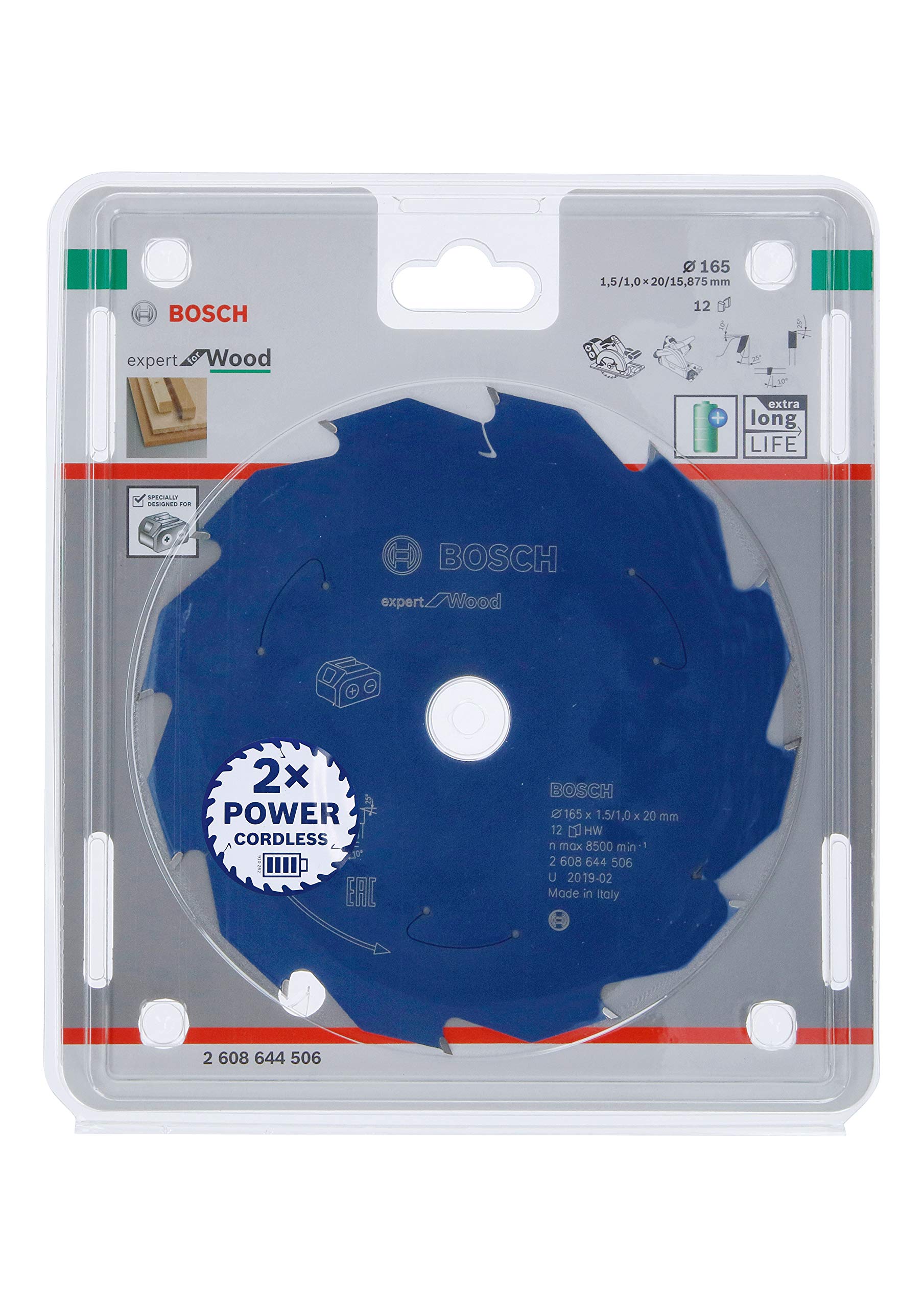 Bosch Professional Circular Saw Blade Expert (for Wood, 165 x 20 x 1.5 mm, 12 teeth; Accessories: Cordless Circular Saw)