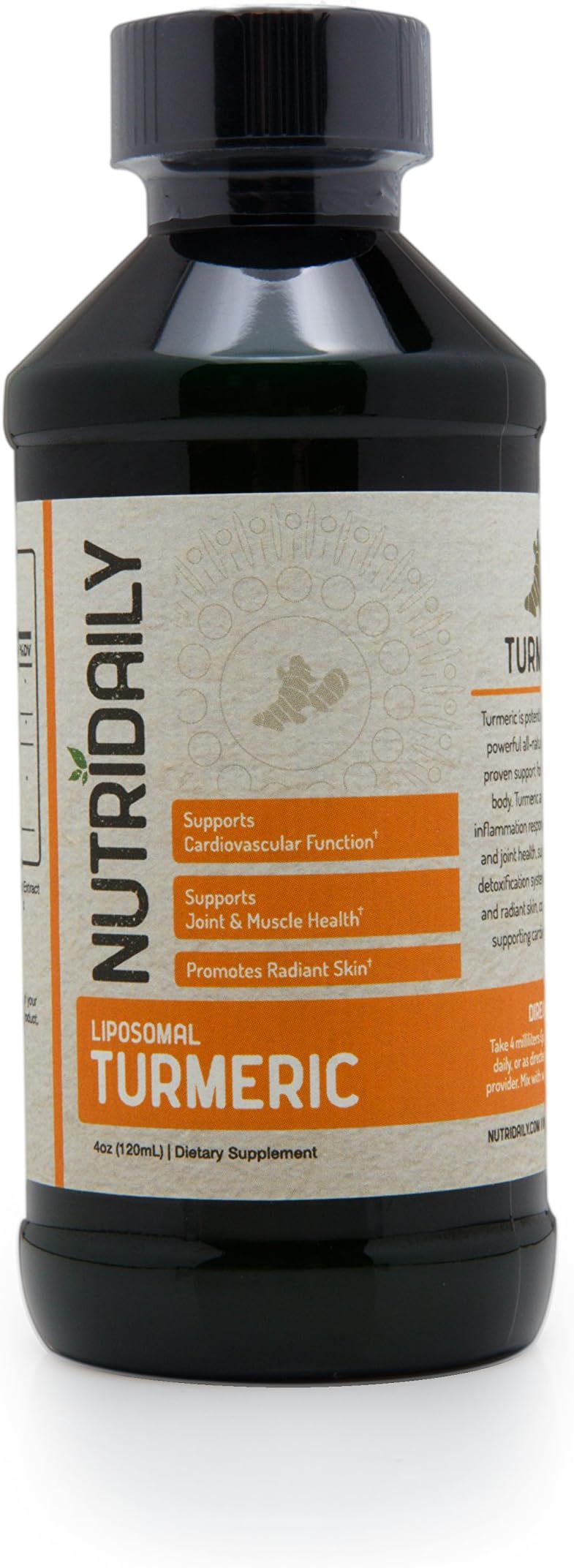 100% Organic Liquid Turmeric Extract, 4oz (120 ml) Bottle Easily Absorbed, High Potency Liposomal Turmeric