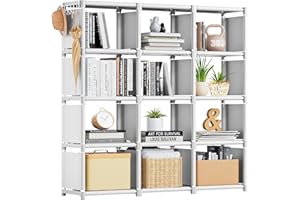 Mavivegue Book Shelf, 12 Cube Storage Organizer, Closet Storage Organizer, White Cubicle Storage Rack