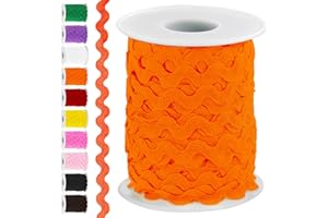 Swpeet 1 Roll 27 Yard Orange Rick Rack Trim Ribbon Kit, Wave Sewing Bending Fringe Trim, Wrapping Fabric Ribbon Trim Lace Ribbon for Gift Wrapping Supplies Sewing Crafts Clothes Gift Wrapping Party