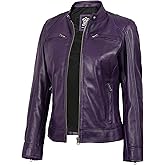 Decrum Leather Jackets For Women - Cafe Racer Style Casual Womens Leather Jacket