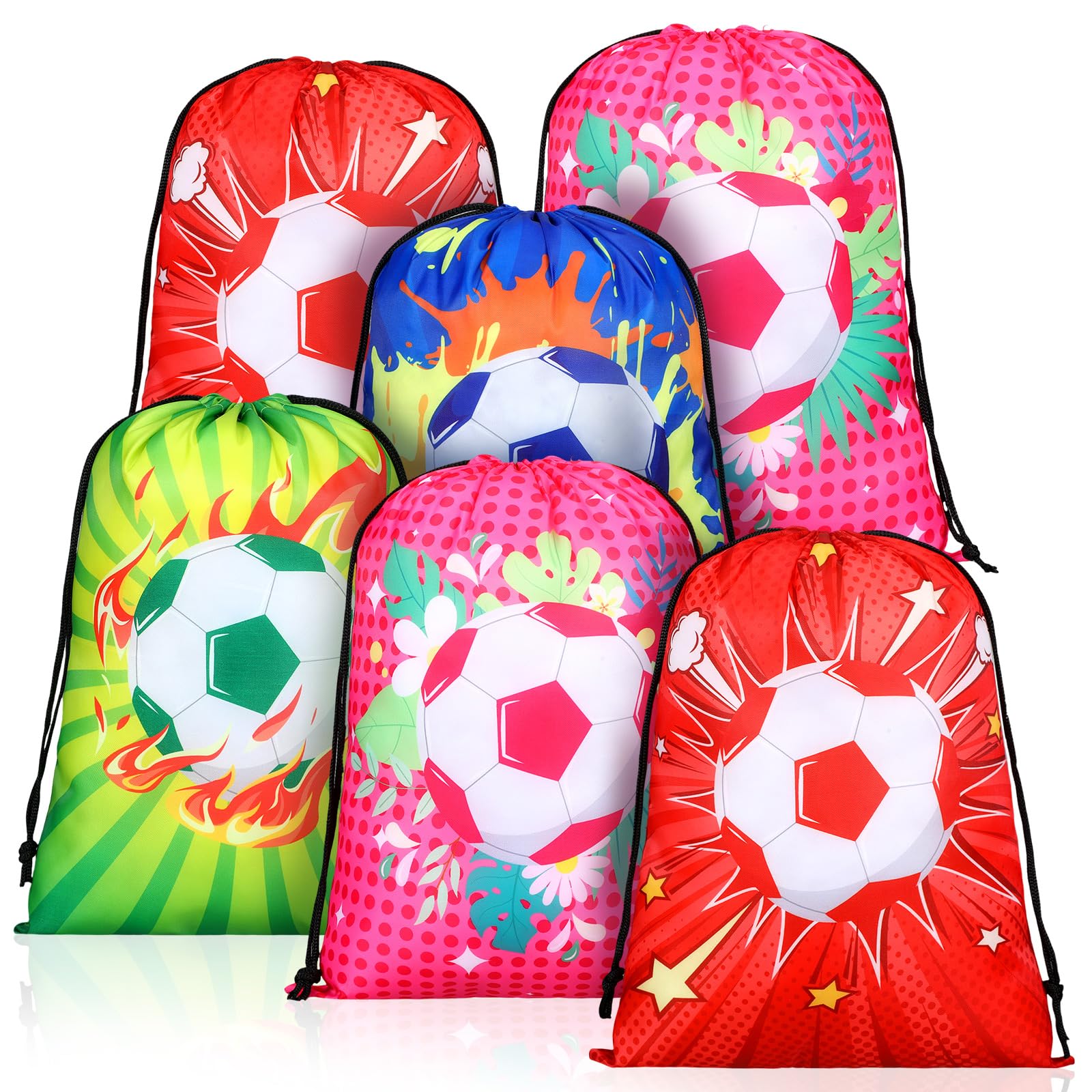 Photo 1 of **3 PIECES**Vincreem 12 Pcs Soccer Drawstring Bag Colorful Sports Goodie Party Favor Bags Candy Treat Gifts Backpack for Girls Women Party Supplies