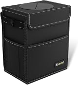 K KNODEL Car Bin With Lid Foldable Waterproof Tidy Car Organizer Medium Black view 1