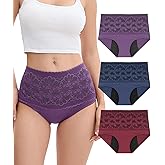 YESWEL Incontinence Underwear for Women, 80ML Reusable Washable Leakproof Period Briefs for Postpartum Bladder Leak, 3 Pack (Multicolor01, Large)
