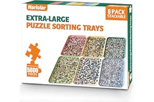 Nariolar 16.9" x 12" Extra-Large Puzzle Sorting Trays Stackable, 6 Pack Puzzle Sorter for Sorting 2000/3000/5000 Puzzle Pieces