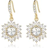 Austrian Crystal Snowflake Drop Dangle Earrings for Women Dangling Christmas Earrings 14K Gold Plated Hypoallergenic Jewelry