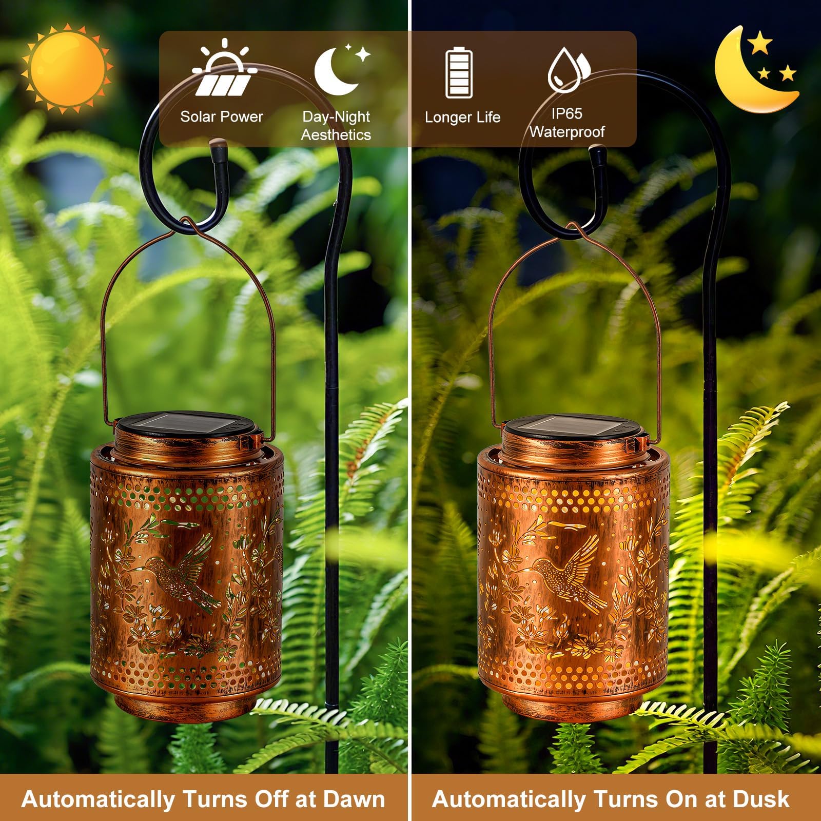 Adebime Hummingbird Solar Lanterns, Gifts for Mom, Grandma, Outdoor Waterproof Hanging Garden Decor for Patio, Yard