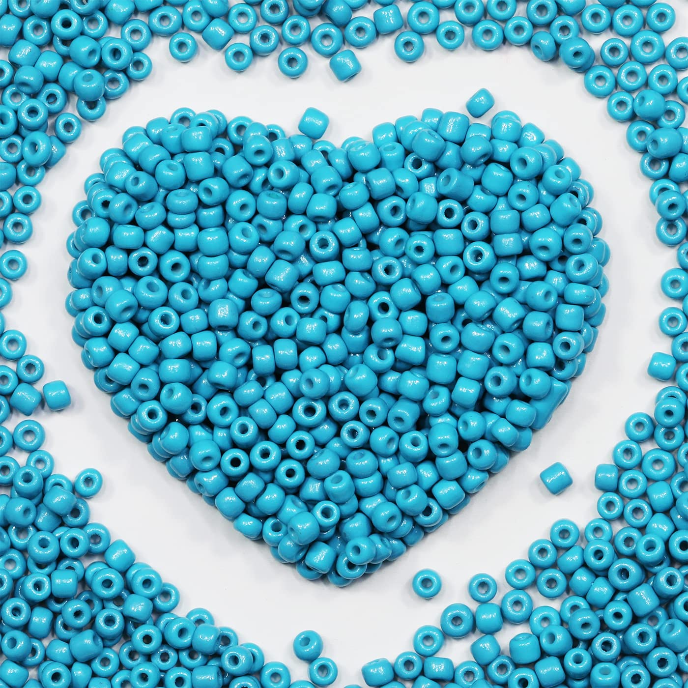 4mm Lake Blue Seed Beads About 1600pcs/110Grams in Bag,6/0 Glass Craft Beads for Making Earrings, Waist Jewelry, DIY Handmade (Lake Blue)