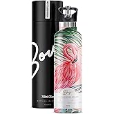 Water Bottle Stainless Steel with Straw | Wide Mouth Double Insulated | Cute Flamingo Gifts for Women | Easy Sip | Leak Proof Lid | BPA Free | Hot and Cold | Free Ice Tray and Pipe Cleaner | 25 oz