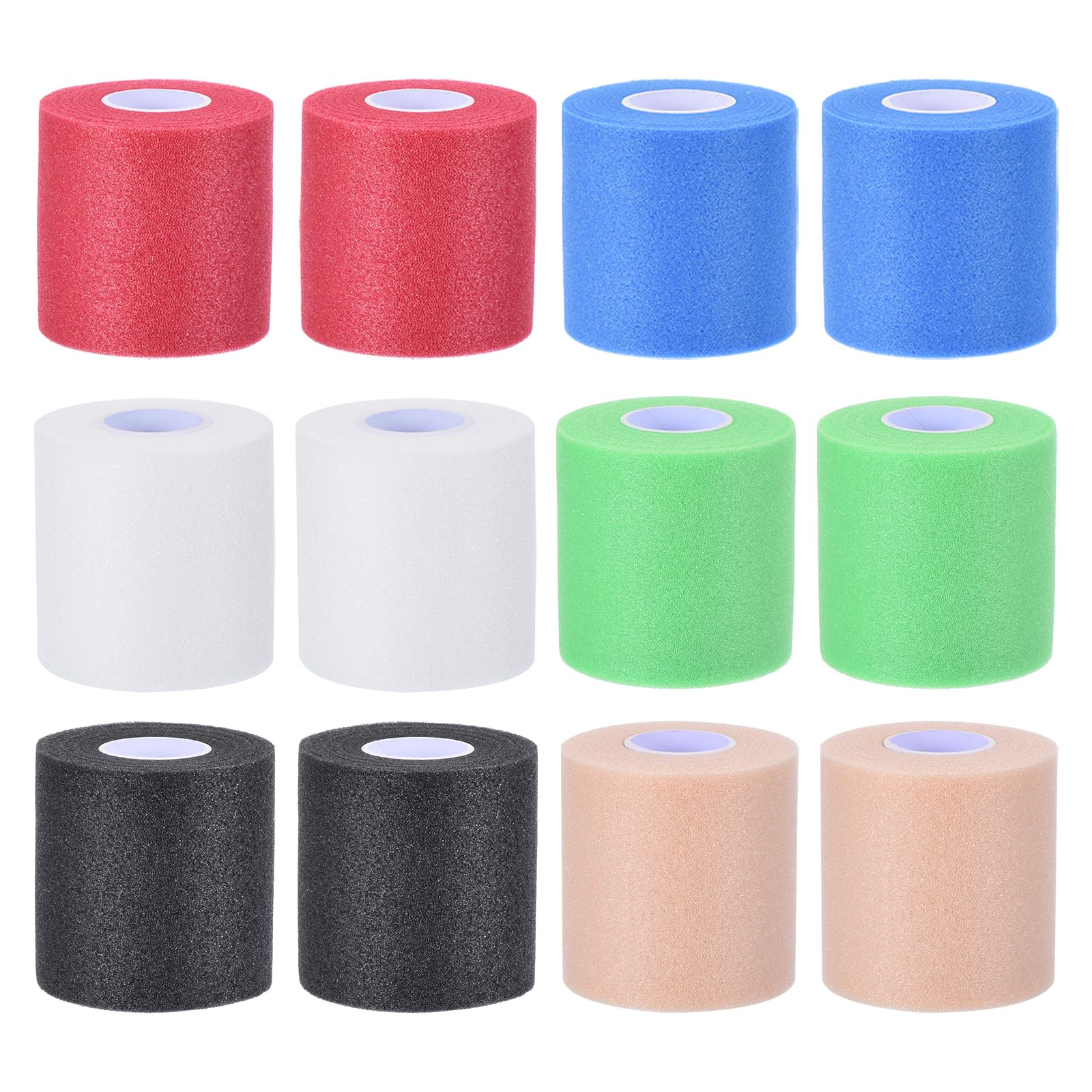 PATIKIL 12 Pack Foam Sports Pre-Wrap Athletic Tape Sports Elastic Wrap 30 Yard Breathable Bandage Rolls Tennis Racquet Grip Tape Cushion Wrap for Hair Ankles Wrist, Multicolor