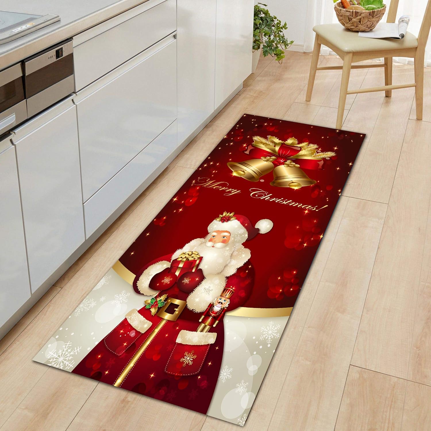 Tree Trays & Mats - Merry Christmas Rugs,Home Decor Ornament Xmas Kitchen Mats Festival Christmas Carpet Non-Slip Bath Mat Floor Rug (Santa Claus, 60*180cm)