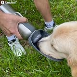 LumoLeaf 800ml Portable Dog Water Bottle Stainless Steel Grey view 2