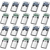 Xyembu 20Pcs USB 3.1 Type C Connector 24 Pins Male and Female Plug Socket Adapter PCB Board Module USB C Breakout Board for Data Line Wire Cable Transfer
