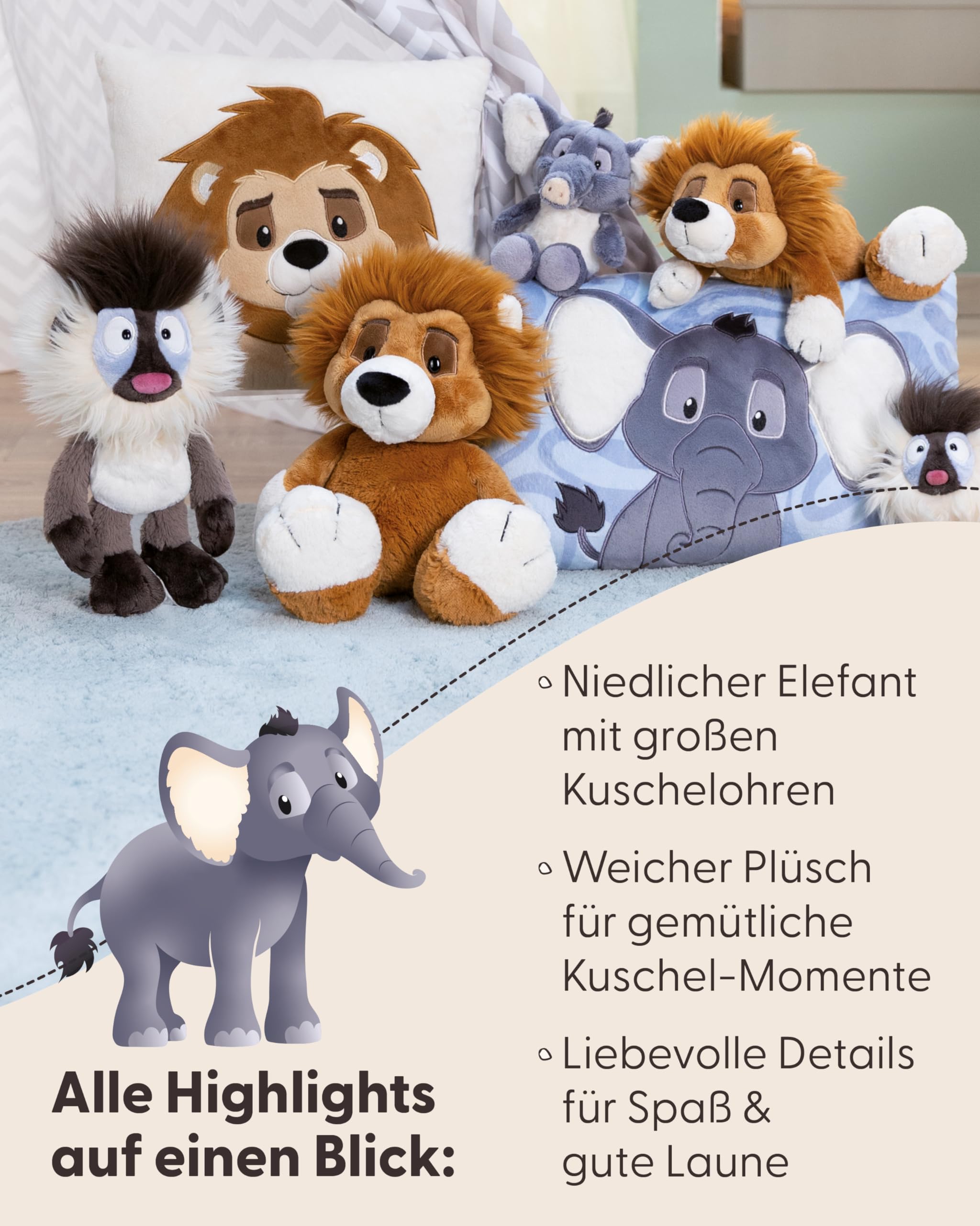 NICI Kuscheltier Elefant EL-Flora 25cm - grau - 62741 5