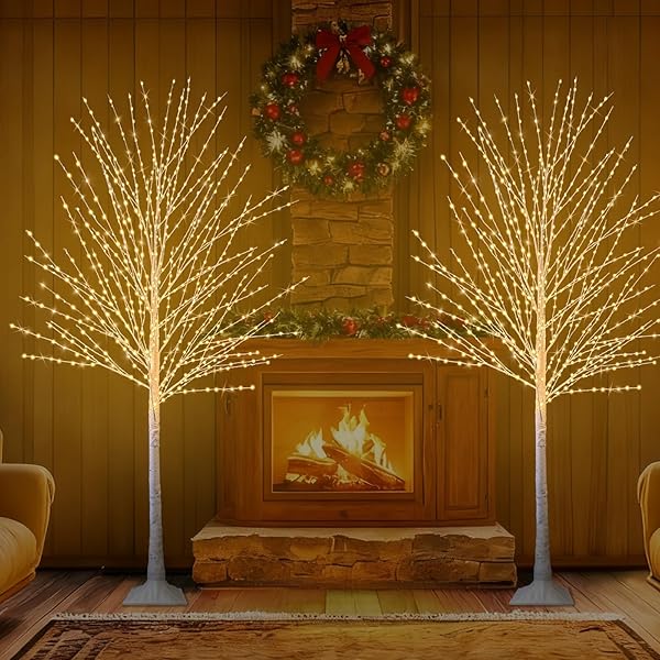 6FT LIGHTED BIRCH TREE, BIRCH TREE WITH 880 LED LIGHTS, 8 TWINKLING MODES AND TIMER, DIMMABLE, TWINKLE CHRISTMAS TREE FOR INDOOR OUTDOOR HOME PARTY GARDEN WEDDING DECORATIONS