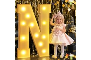YBQZ 4FT Marquee Light Up Letters, Large Light Up Letters for Birthday Baby Shower Party Decor,Marquee Letters for Balloons for Party Decoration Big Mosaic Letters N for Wedding Engagement Anniversary