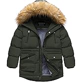 CREATMO US Boy's Winter Parka Water Resistant Hooded Puffer Fleece Lined Jackets Coats