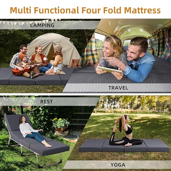 GEMBED FOLDABLE MEMORY FOAM MATTRESS – 3 INCH TWIN WATERPROOF COLLAPSIBLE MATTRESS WITH WASHABLE COVER, PORTABLE GUEST BED PAD, SLEEPING MAT FOR TRAVEL RV CAMPING YOGA, NON-SLIP BOTTOM,75″X38″X3″